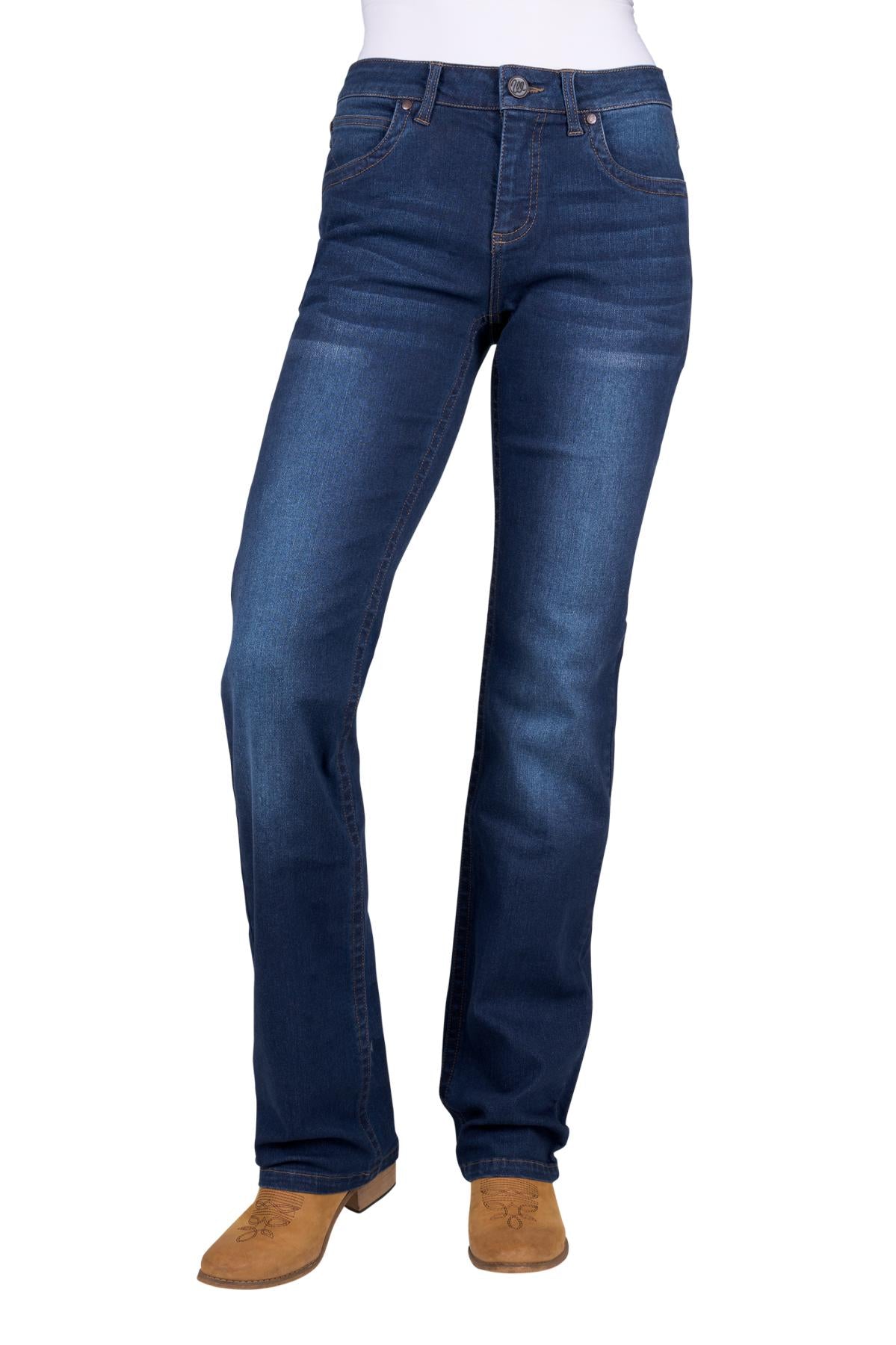 Wrangler - Women's Tia Straight Leg Jean - 34" Leg - Dark Indigo
