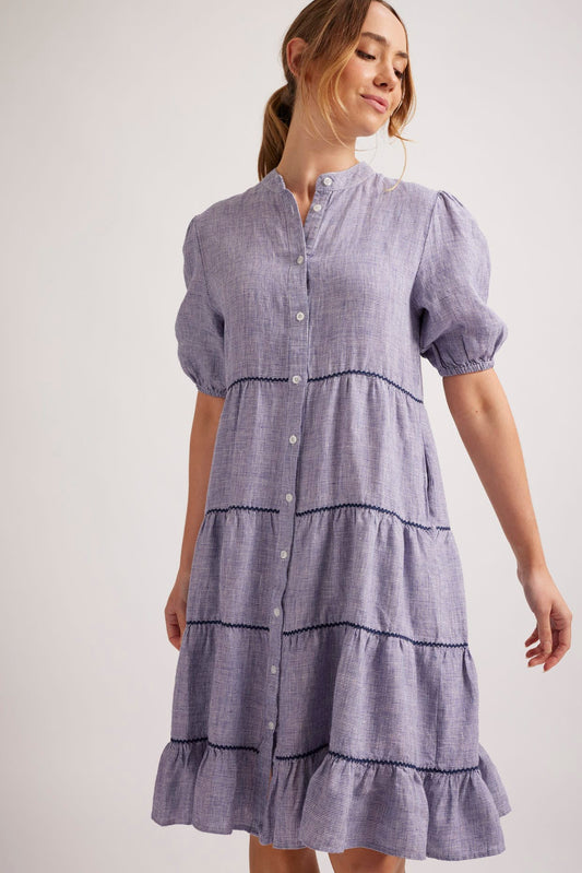 Alessandra - Marcella Dress Houndstooth - Navy