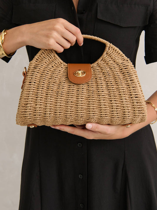 Angels Whisper Accessories - Maggie Summer Straw Bag - Tan