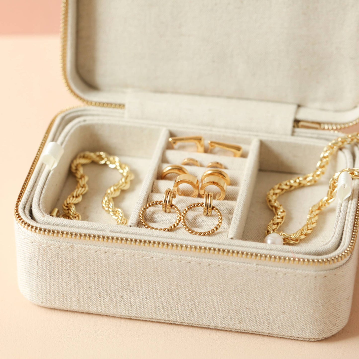 Lisa Angel - Jewellery Case - Natural Linen