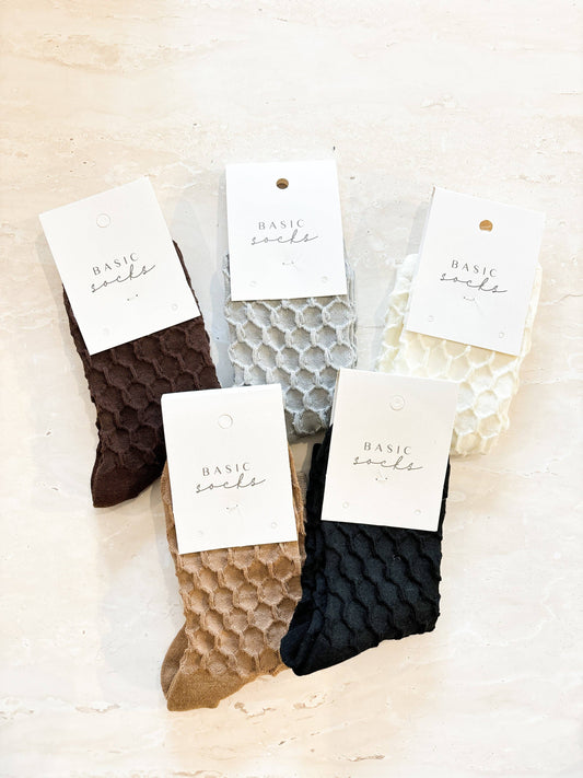 Angels Whisper Accessories - Hive Textured Winter Socks - White
