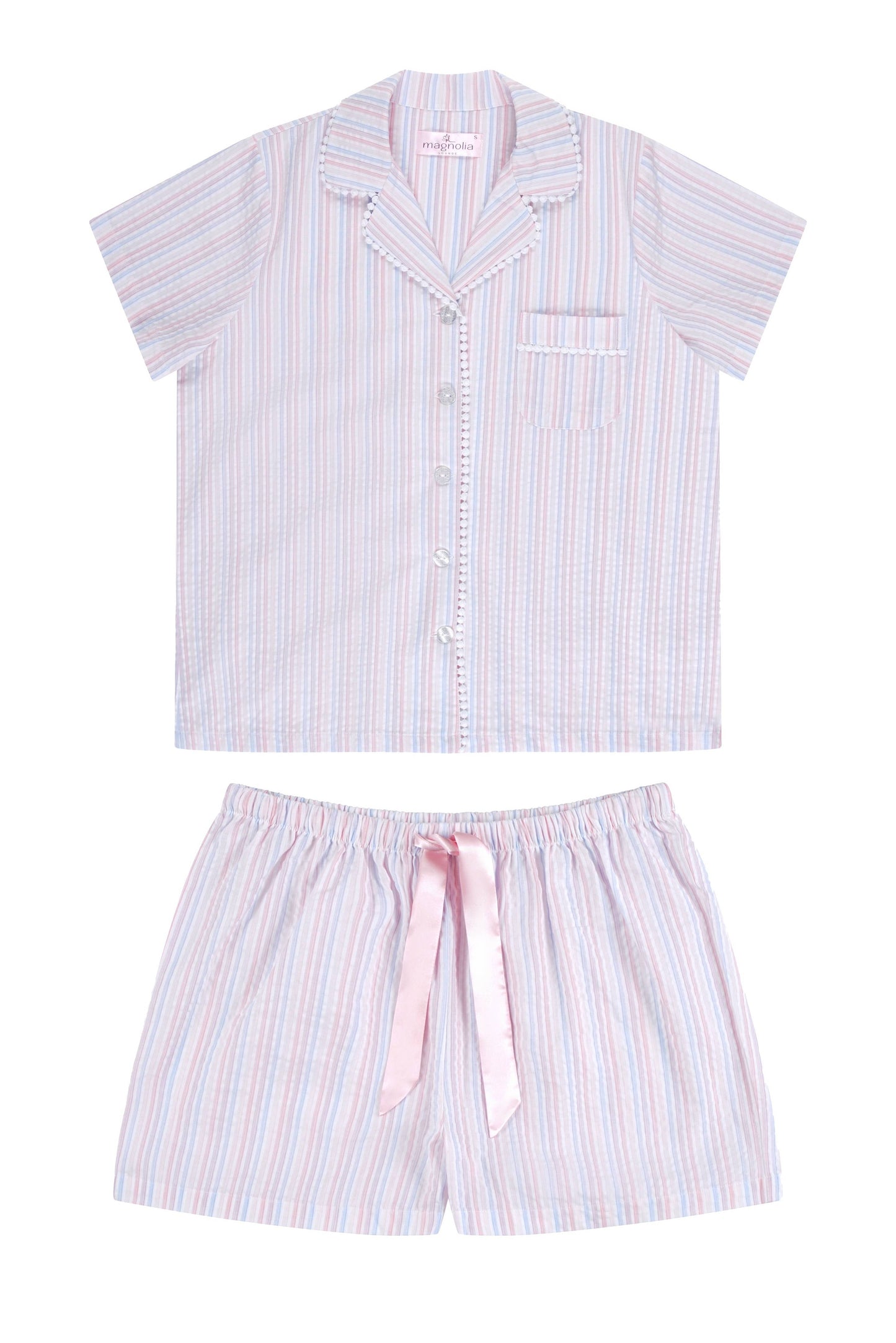 Magnolia Lounge - Valencia Stripe Cotton Shortie Pyjama Set