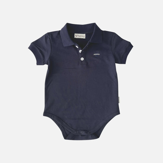 Love Henry - Baby Boys Polo Romper - Navy