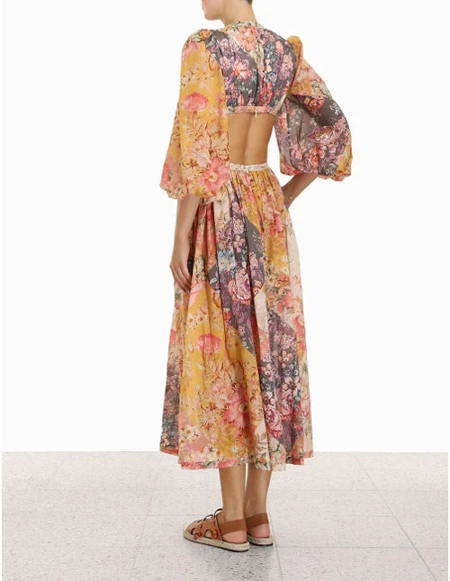 HIRE DRESS - ZIMMERMANN - PATTY PATCHWORK MIDI DRESS