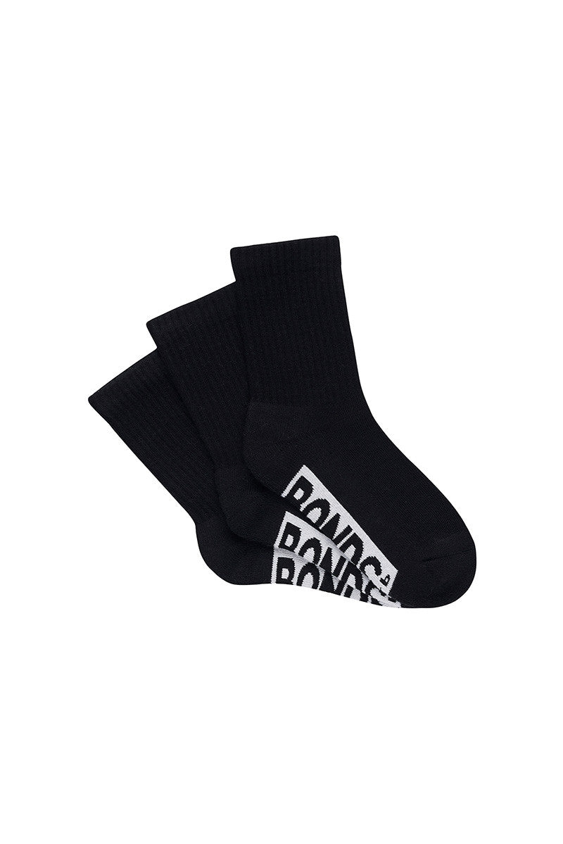 Bonds - Kids Logo Cushioned Crew Socks 3 Pack - Black