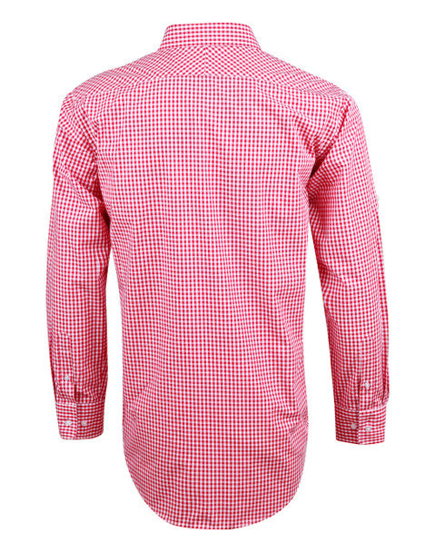 Benchmark - Men’s Gingham Check Long Sleeve Shirt - Red/White