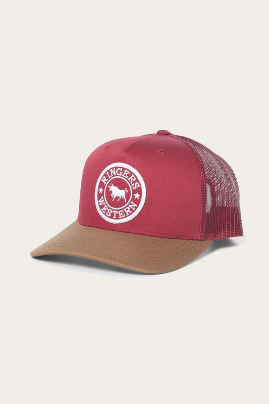 Ringers Western - Signature Bull Trucker Burgundy & Clay with White & Burgundy Patch