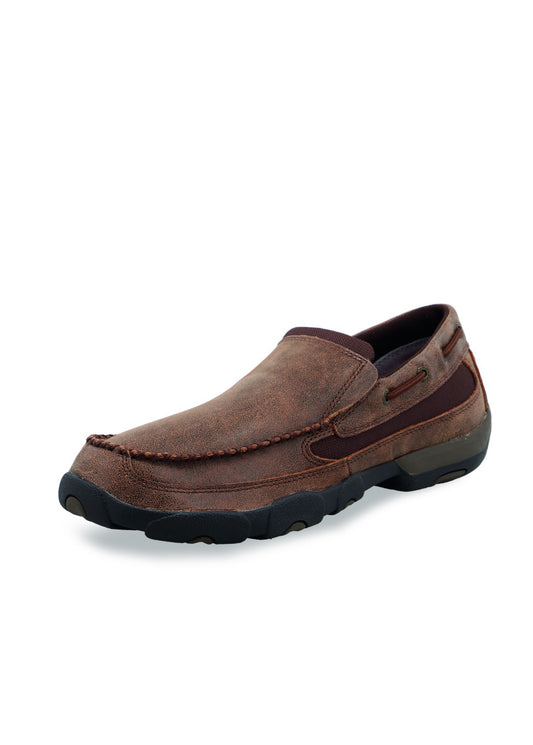 TWISTED X - Mens Casual Shoe - Driving Moc Slip On - Brown - TCMDMS009