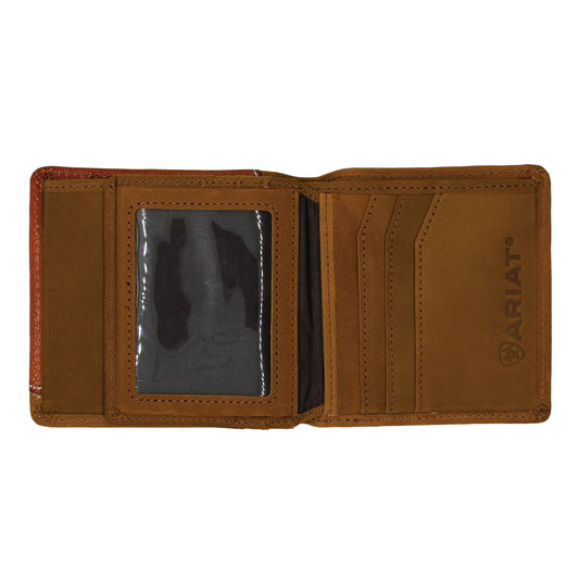 Ariat - Bi-Fold Wallet - Basket Weave Overlay - Dark Tan