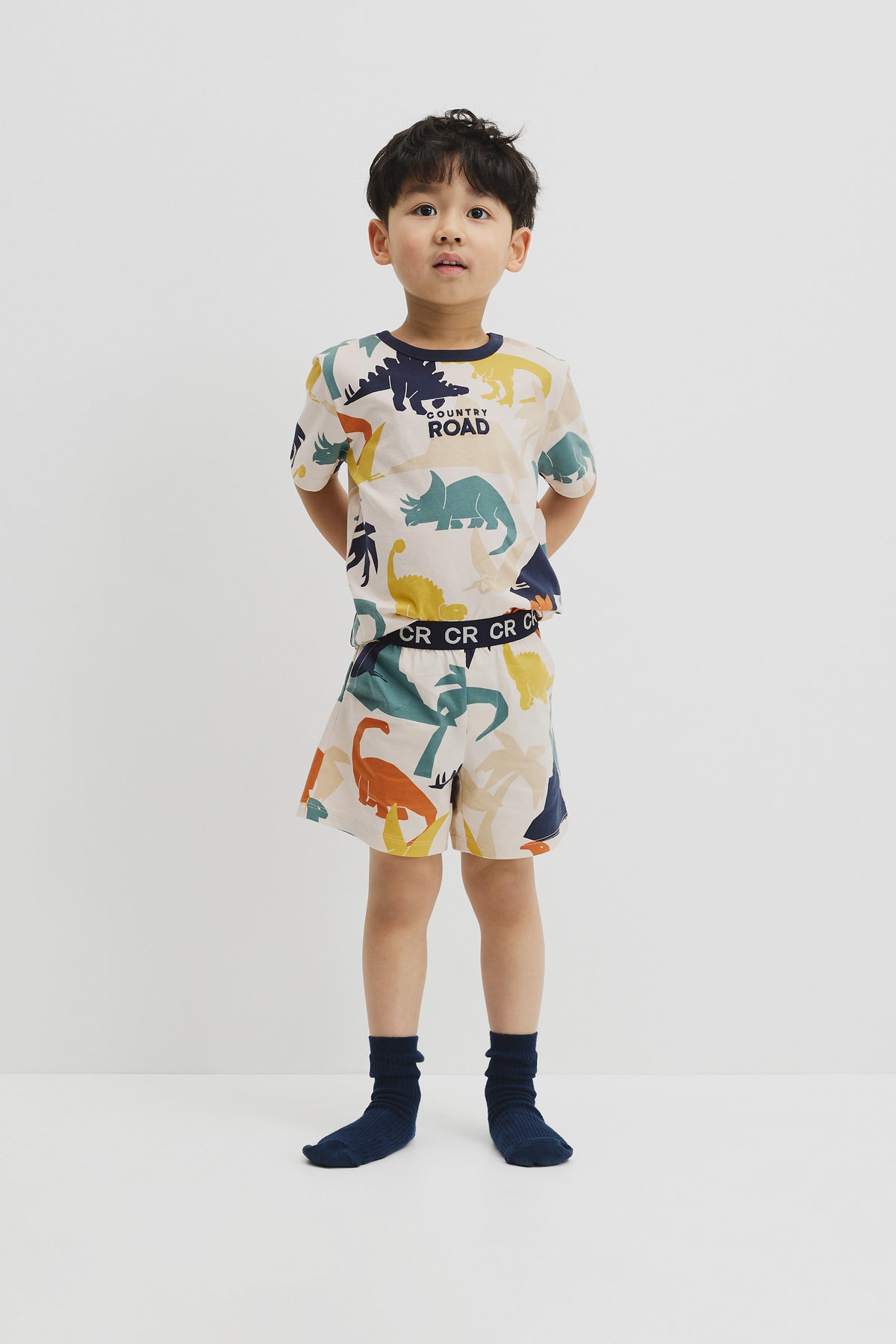 Country Road - Australian Cotton Short Sleeve Dino Pyjama Set - Multi Print