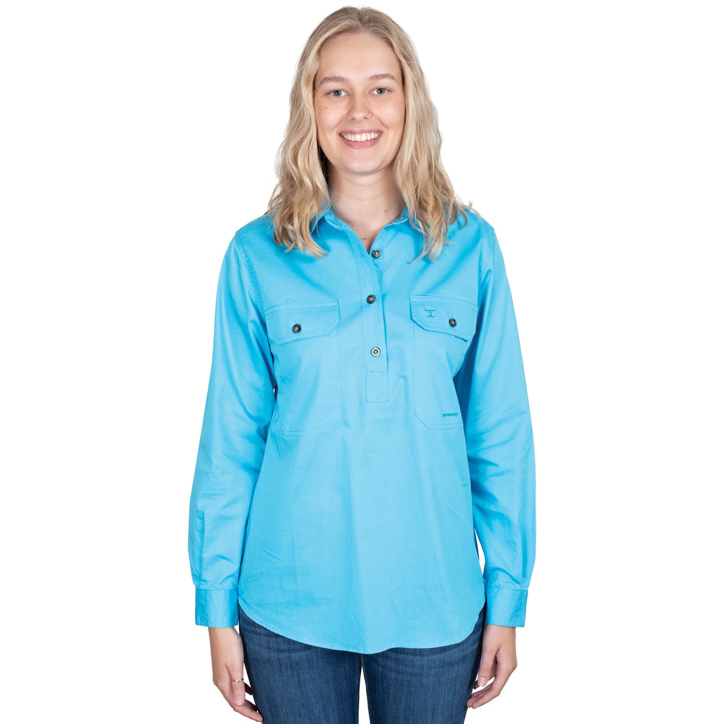 Just Country - Jahna 1/2 Button Work Shirt - Sky