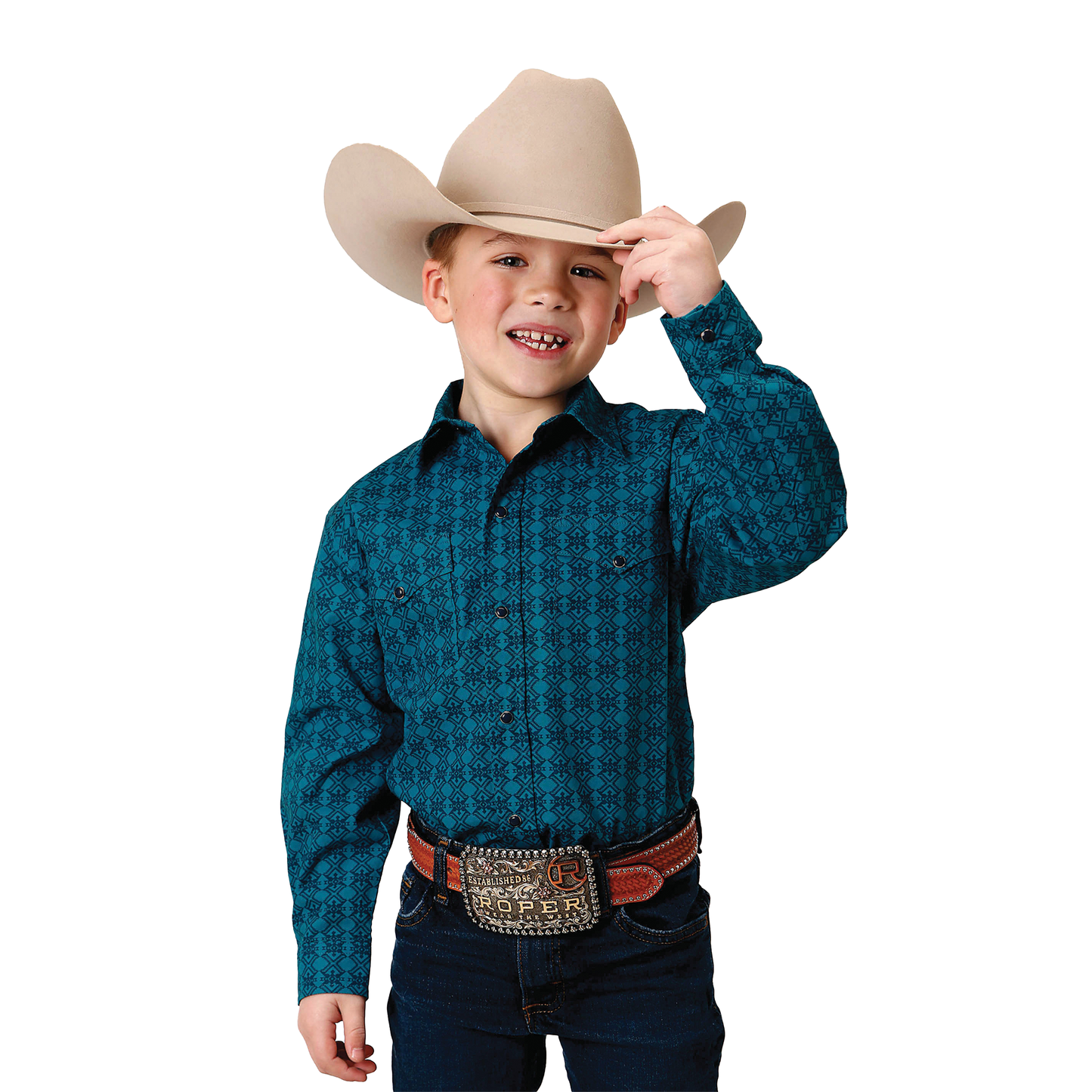 Roper - Boys West Made Collection Shirt - Green - 30067101