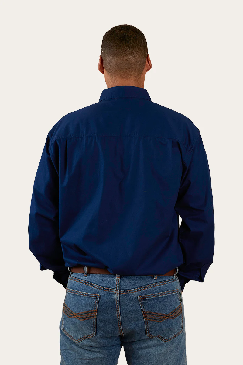 Ringers Wester - Mens Closed Front Work Shirt - King River - Navy Blue