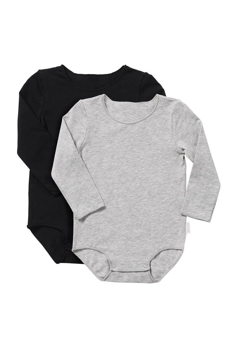 Bonds - Wonderbodies Long Sleeve Bodysuit - 2 Pack - Grey & Black