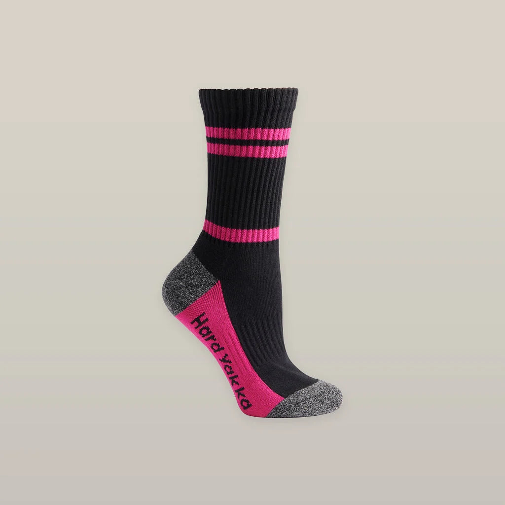 Hard Yakka - Womens Crew Work Sock - Multi Coloured - 3 Pack