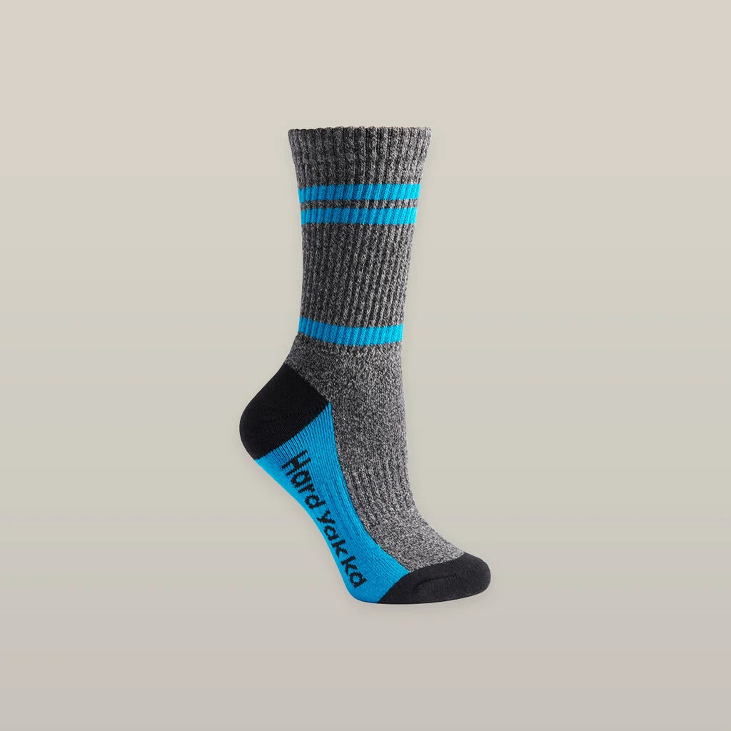 Hard Yakka - Womens Crew Work Sock - Multi Coloured - 3 Pack