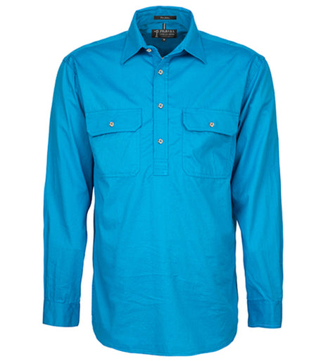 Pilbara - Mens Closed Front Work Shirt - Azure