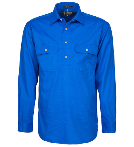 Pilbara - Mens Closed Front Work Shirt - Cobolt