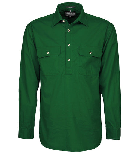 Pilbara - Mens Closed Front Work Shirt - Green