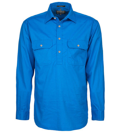 Pilbara - Mens Closed Front Work Shirt - Light Blue