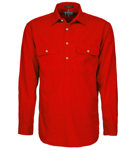 Pilbara - Mens Closed Front Work Shirt - Red