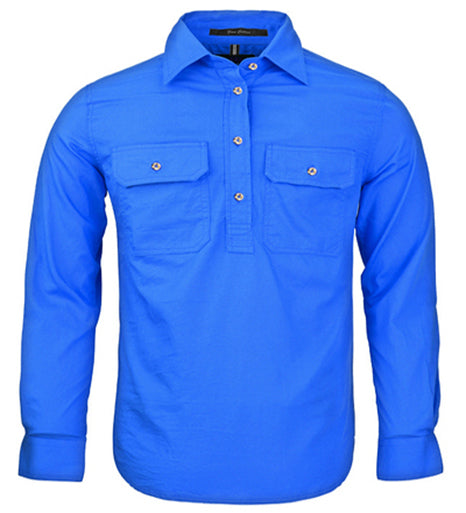 Pilbara - Childrens Closed Front Work Shirt - Cobolt