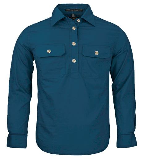 Pilbara - Childrens Closed Front Work Shirt - Diesel