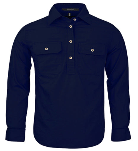 Pilbara - Childrens Closed Front Work Shirt - Navy