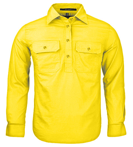 Pilbara - Childrens Closed Front Work Shirt - Lemon