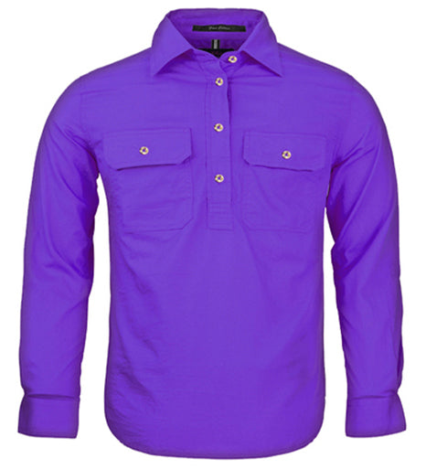 Pilbara - Childrens Closed Front Work Shirt - Purple