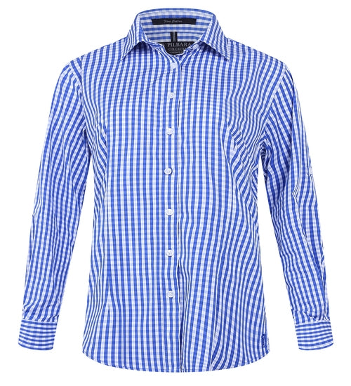 Pilbara - Ladies Open Front Shirt - Blue & White Check