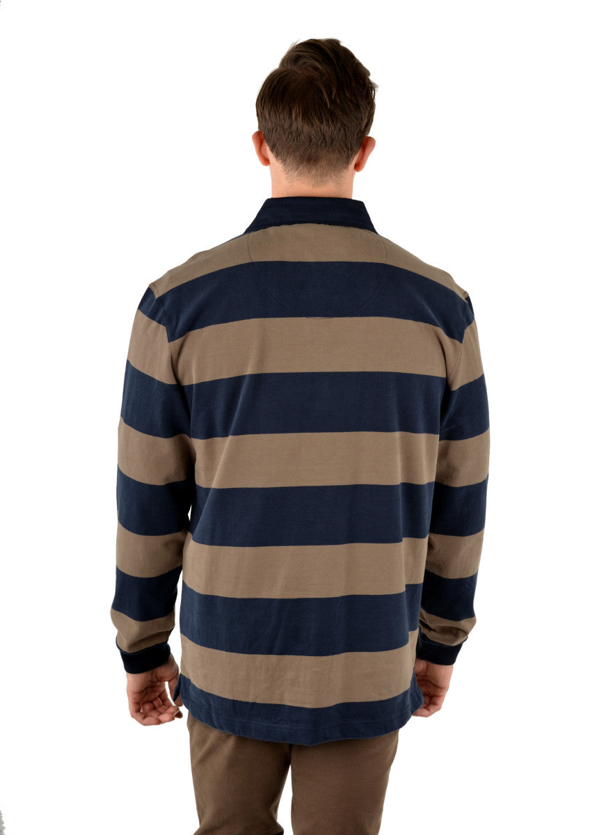Thomas Cook - Mens Striped Rugby - Steve - Navy/Tan