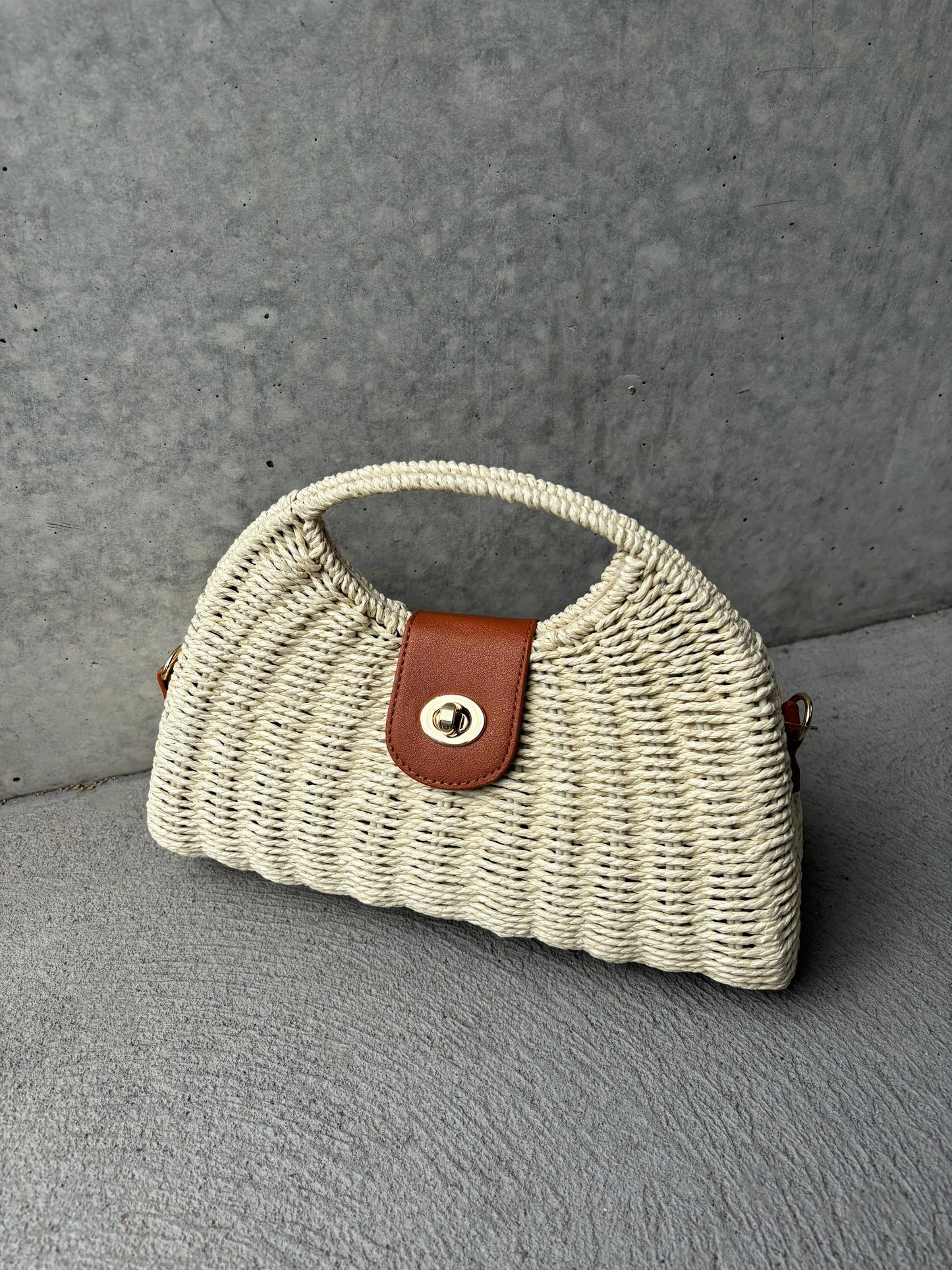 Angels Whisper Accessories - Maggie Summer Straw Bag - Beige