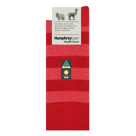 Humphrey Law - Baby Alpaca/Fine Merino Striped Health Socks  - Red