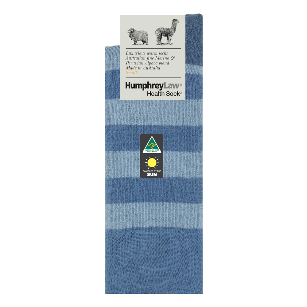 Humphrey Law - Baby Alpaca/Fine Merino Striped Health Socks  - Denim