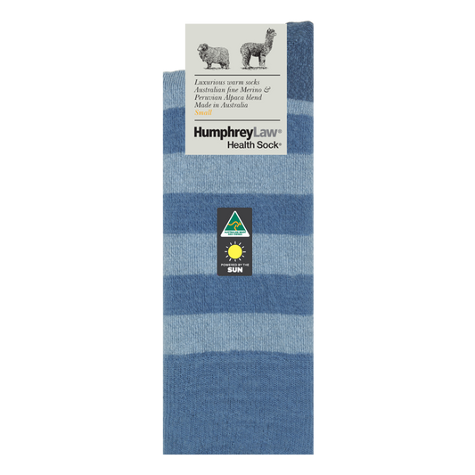 Humphrey Law - Baby Alpaca/Fine Merino Striped Health Socks  - Denim