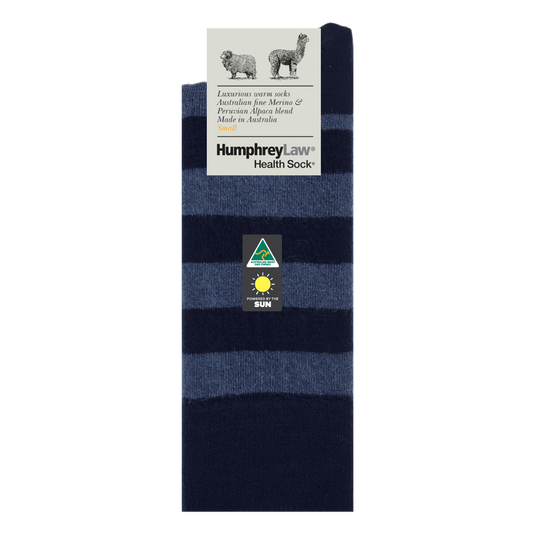 Humphrey Law - Baby Alpaca/Fine Merino Striped Health Socks  - Denim