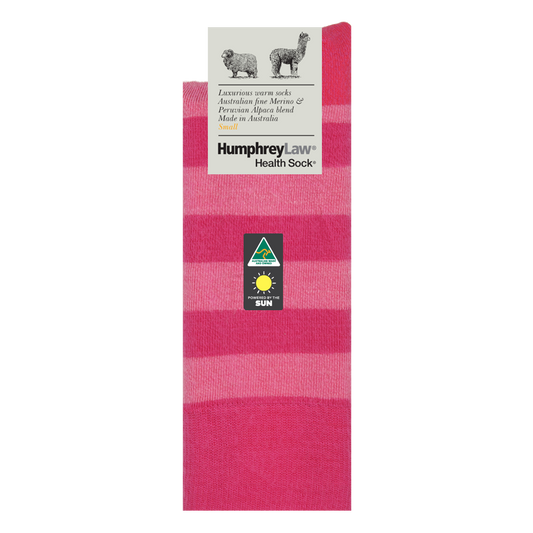 Humphrey Law - Baby Alpaca/Fine Merino Striped Health Socks  - Fuchsia