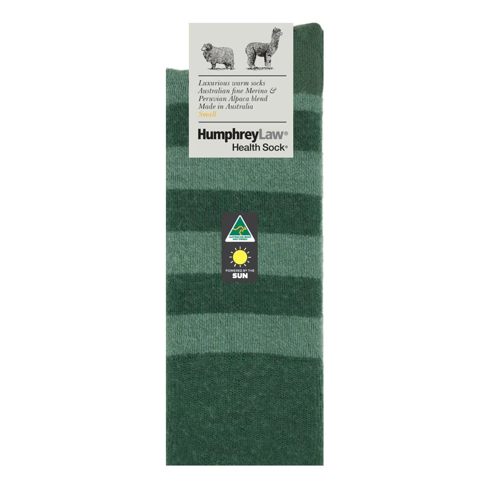 Humphrey Law Baby Alpaca/Merino Striped Health Socks  - Hunter Green