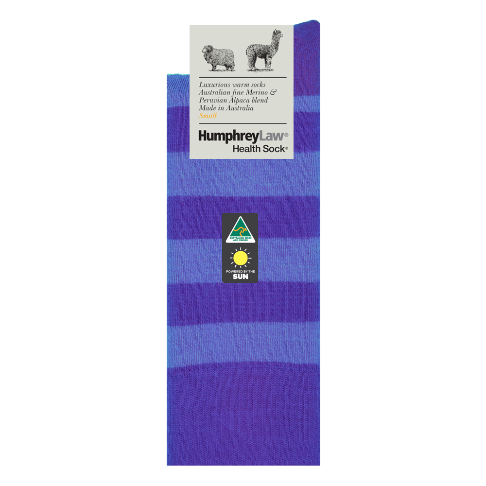Humphrey Law - Baby Alpaca/Fine Merino Striped Health Socks  - Ultra Violet