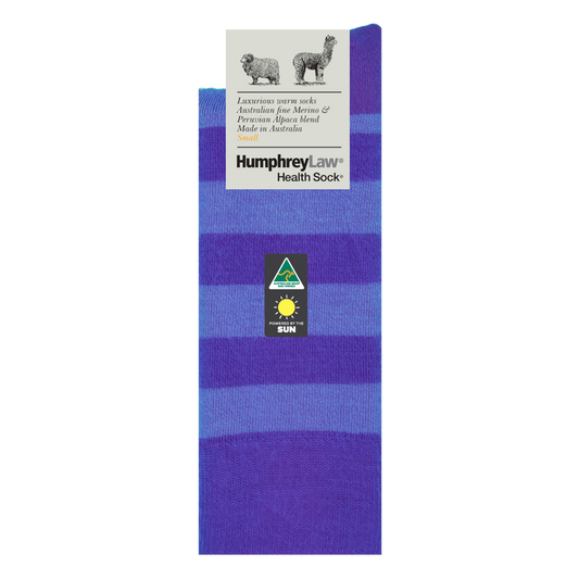 Humphrey Law - Baby Alpaca/Fine Merino Striped Health Socks  - Ultra Violet