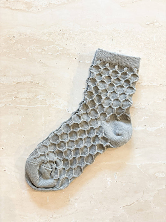 Angels Whisper Accessories - Hive Textured Winter Socks - Grey