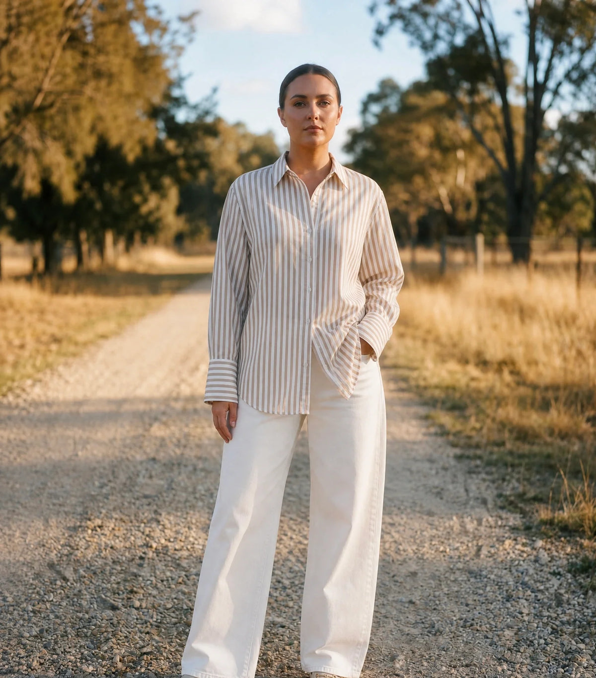 Peter Bill - Lunar Shirt - Beige Stripe