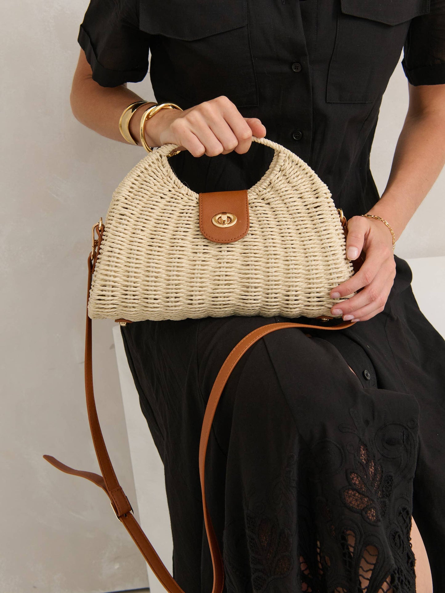 Angels Whisper Accessories - Maggie Summer Straw Bag - Beige