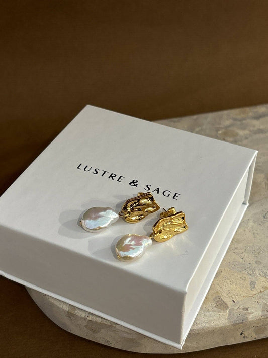 Angels Whisper Accessories - Messina Pearl 18K Gold Plated Earrings