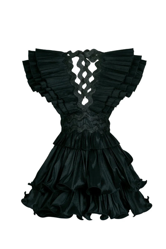 HIRE DRESS - CELIA B - PRISMA BLACK MINI DRESS