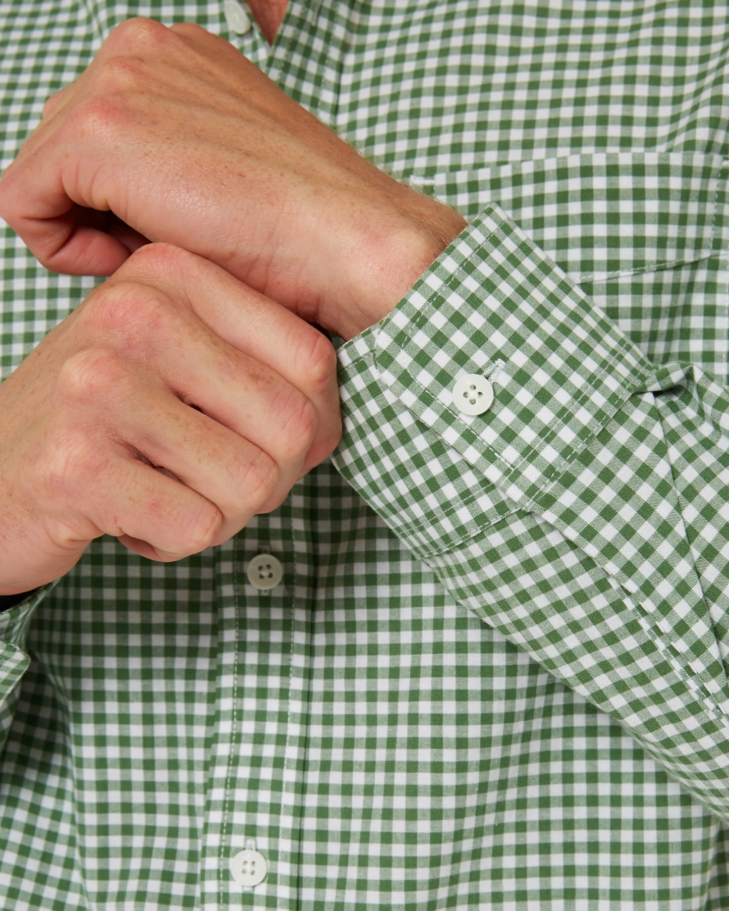 Pilbara -  Mens Long Sleeve Gingham Shirt - Green/White Check