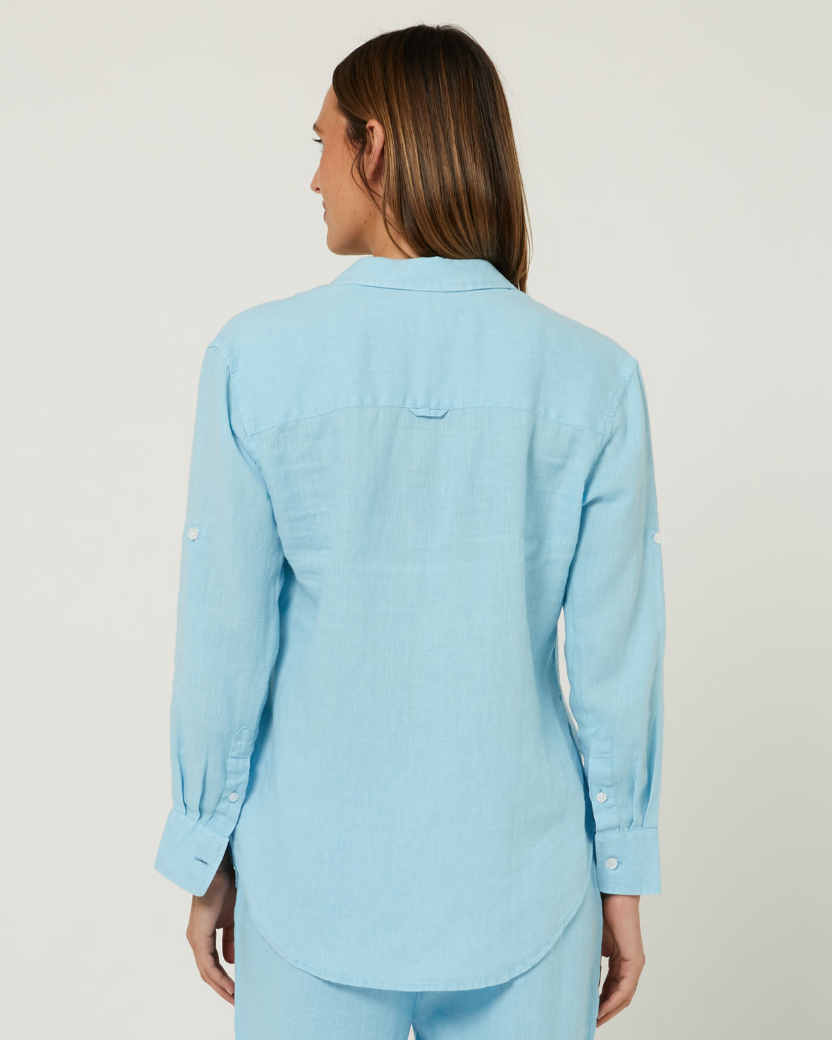 Pilbara-  Womens Florence Classic Linen Long Sleeve Shirt - Airy Blue