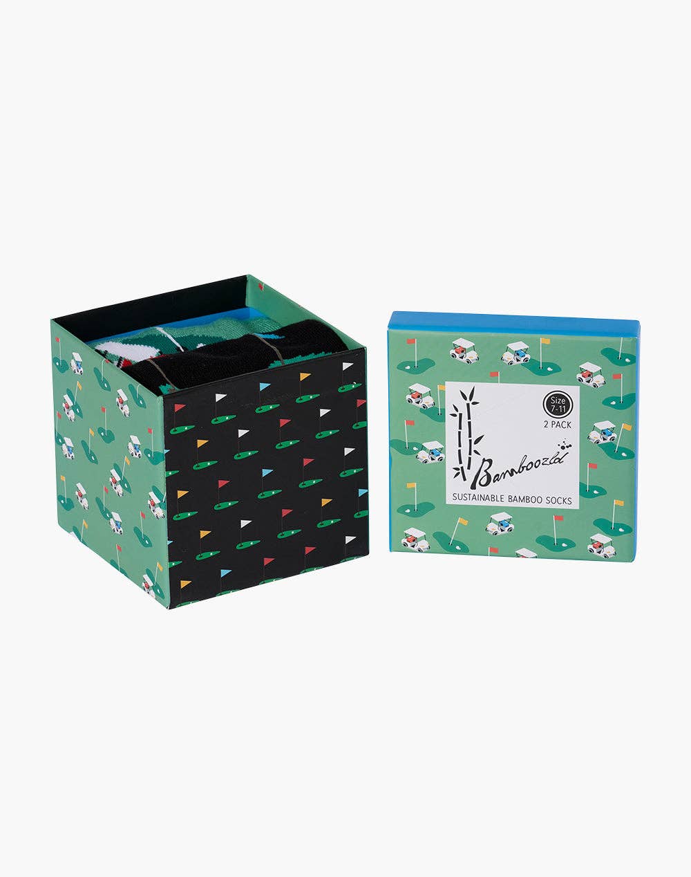 Bamboozld - Mens Gold Green 2 Pack Sock Gift Box - Multi