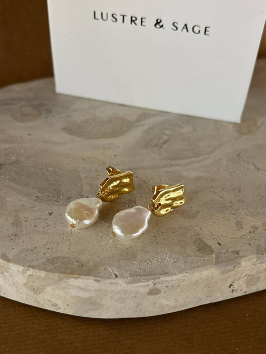 Angels Whisper Accessories - Messina Pearl 18K Gold Plated Earrings